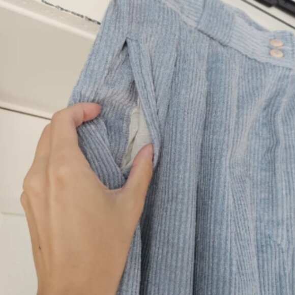 Album By Kenzo Vintage Women's High Waisted Light Blue Corduroy Tapered Pants 12 - Picture 8 of 8